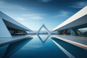 Abstract geometric lines shaping a modernistic minimalist architectural landscape photo