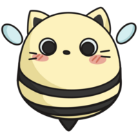 Cute yellow bee cat with big eyes png