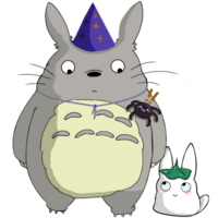 Cute Totoro with friend on Halloween png
