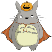 cute Totoro with Halloween pumpkin png