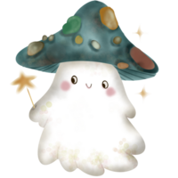 cute ghost mushroom in Halloween with star png