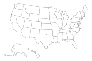United States of America map. USA Map With Divided States. Outline US map. png
