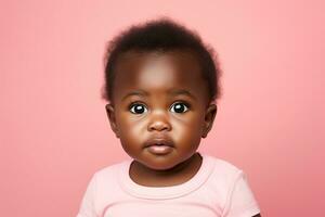 Ai generated studio portrait of cute little baby kid of different nationalities on different colors background photo