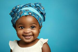 Ai generated studio portrait of cute little baby kid of different nationalities on different colors background photo