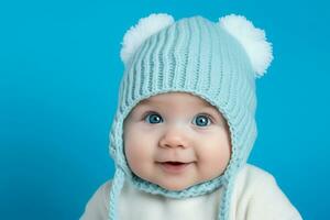 Ai generated studio portrait of cute little baby kid of different nationalities on different colors background photo