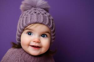 Ai generated studio portrait of cute little baby kid of different nationalities on different colors background photo