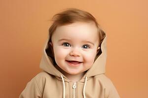 ai generado estudio retrato de linda pequeño bebé niño de diferente nacionalidades en diferente colores antecedentes foto