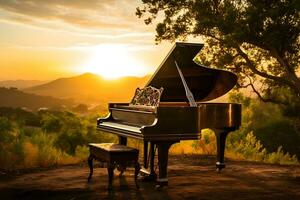 ai generado grandioso piano en pie a naturaleza y en interior foto