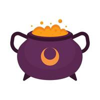 Vector halloween witches cauldron with poison potion halloween element trick or treat concept