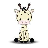 Giraffe. Line drawing of a giraffe. Child's sitting position. Cuteness. Polka dots. Cartoon pictures. Toys. Dolls, coloring books. png