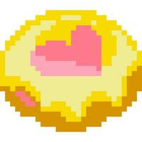 Donut cartoon icon in pixel style vector