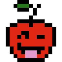 Cherry cartoon icon in pixel style vector