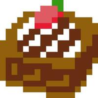 Cake cartoon icon in pixel style vector