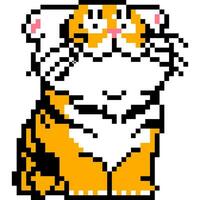 Tiger cartoon icon in pixel style vector