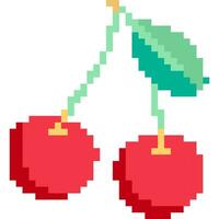 Cherry cartoon icon in pixel style vector