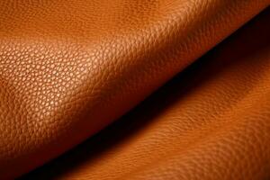 Closeup shot of orange leather texture backdrop. Generate ai photo