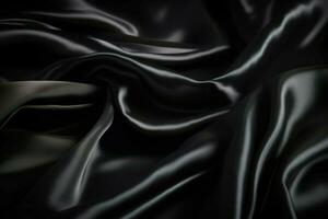 Black satin shiny fabric background. Generate ai photo