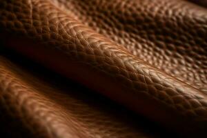 Closeup shot of brown leather texture. Generate ai photo