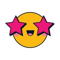vector un sonriendo cara con estrellado ojos grande Talla de amarillo emoji sonrisa