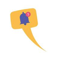 Vector notification bell icon for incoming inbox message bell flat vector illustration