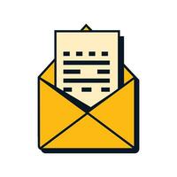 Vector icon of open envelope with letter the concept of sending messages send or receive a letter mail