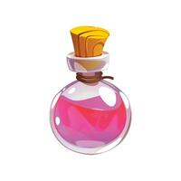 Vector pink color love potion in a glass bottle design element icon for game vector illustration