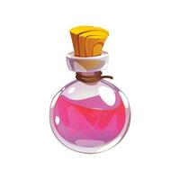 Vector pink color love potion in a glass bottle design element icon for game vector illustration