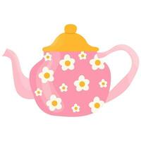 Cute teapots with abstract design. Kettle isolated on white background vector