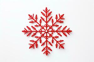 Handcrafted Christmas card with snowflake decorations isolated on a white background photo