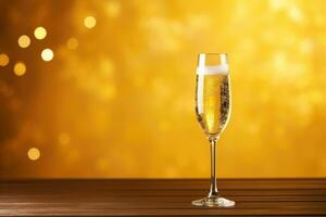 New Years Eve champagne toast isolated on a gold gradient background photo