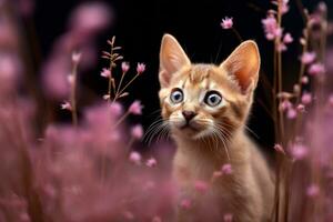 Close-up of cute cat gazing at something with beautiful bokeh background, Generative AI photo