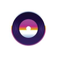 Vector music notes rainbow colourful with vinyl record on white background