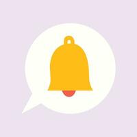 Vector bell notification on speech bubble chat alert new event information sign or symbol website icon illustration