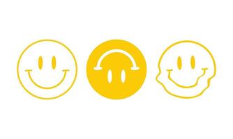 Vector distorted happy faces on white background