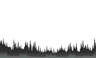 Vector silhouette of fir trees black and white vector illustration