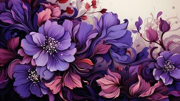 purple floral line art background photo