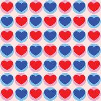 Seamless checkered vector pattern with heart shapes in square frame each. Abstract geometric background.