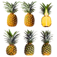 ensemble Frais ananas et tranché png sur isolé transparent Contexte