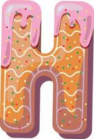 Alphabetical material in the form of gingerbread with icing with a fun atmosphere. Cheerful, multi-colored, glossy, children's alphabet. Colored letters. Vector illustration. Letter H