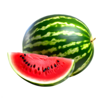 uppsättning färsk vattenmelon frukt och skivad på isolerat transparent bakgrund png