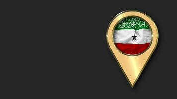 Somaliland Gold Location Icon Flag Seamless Looped Waving, Space on Left Side for Design or Information, 3D Rendering video