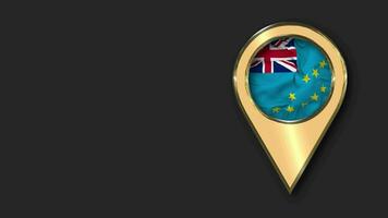 Tuvalu Gold Location Icon Flag Seamless Looped Waving, Space on Left Side for Design or Information, 3D Rendering video