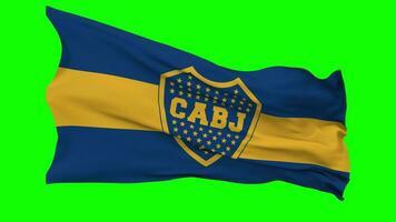 Club Atletico Boca Juniors Flag Waving Seamless Loop in Wind, Chroma Key Green Screen, Luma Matte Selection video