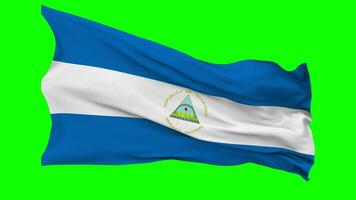 Nicaragua bandiera agitando senza soluzione di continuità ciclo continuo nel vento, croma chiave verde schermo, luma Opaco selezione video