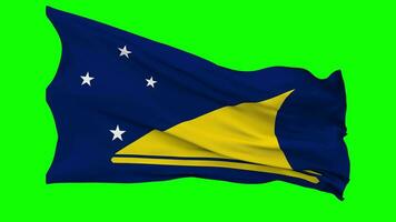 Tokelau Islands Flag Waving Seamless Loop in Wind, Chroma Key Green Screen, Luma Matte Selection video