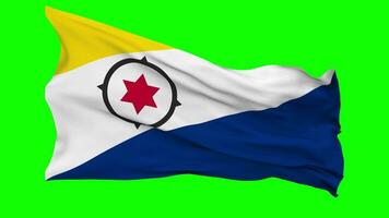 Bonaire Flag Waving Seamless Loop in Wind, Chroma Key Green Screen, Luma Matte Selection video