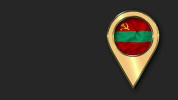 Transnistria Gold Location Icon Flag Seamless Looped Waving, Space on Left Side for Design or Information, 3D Rendering video