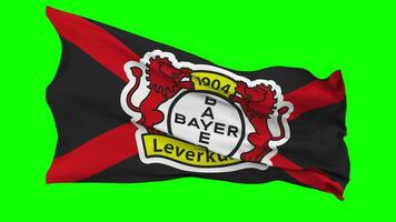 bayer 04 levakusen, bayer levarekusen bandiera agitando senza soluzione di continuità ciclo continuo nel vento, croma chiave verde schermo, luma Opaco selezione video