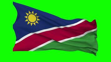 Namibia Flag Waving Seamless Loop in Wind, Chroma Key Green Screen, Luma Matte Selection video