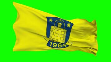 Brondby IF Flag Waving Seamless Loop in Wind, Chroma Key Green Screen, Luma Matte Selection video